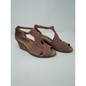 Earth Curvet Blush Womens Sz 7.5B Casual Walking Flip Flop Wedge Peep Toe Sandal